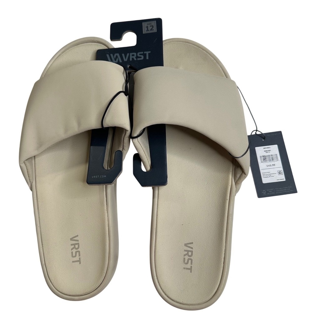 VRST Mens Khaki Sand Slides Padded Strap Comfort Sandals VRST25MS13 Size 12 NEW